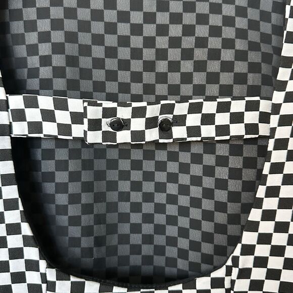 ZARA S Y2K Black White Checked Plaid Sleeve Mini Dress - Picture 11 of 11